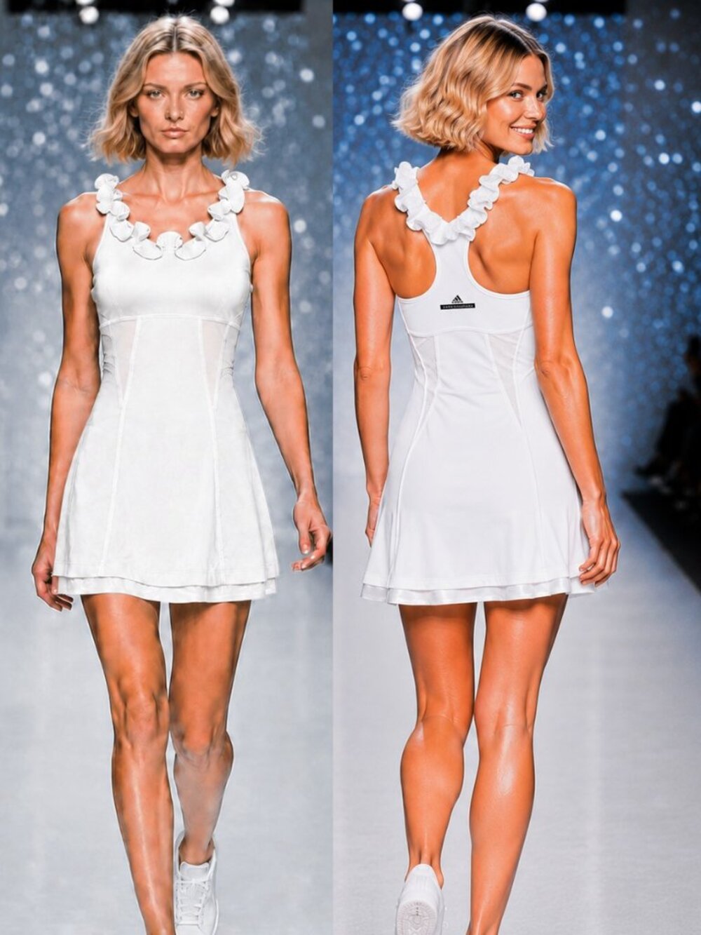 Nwt STUNNING Adidas Stella McCartney White Ruffled Tennis Dress skirt XS